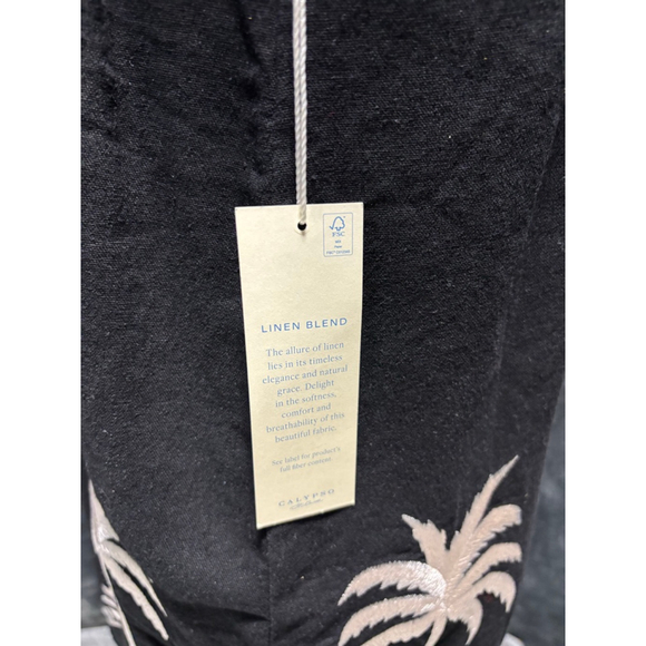 NWT Calypso St. Barth Black Linen-Blend Sundress Palm Trees Size M Sun Fun! - Picture 8 of 10